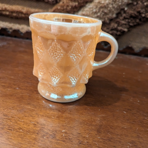 Vintage Fire King Peach Lustre Mug Anchor Hocking Kimberly Diamond Pattern - Picture 4 of 5